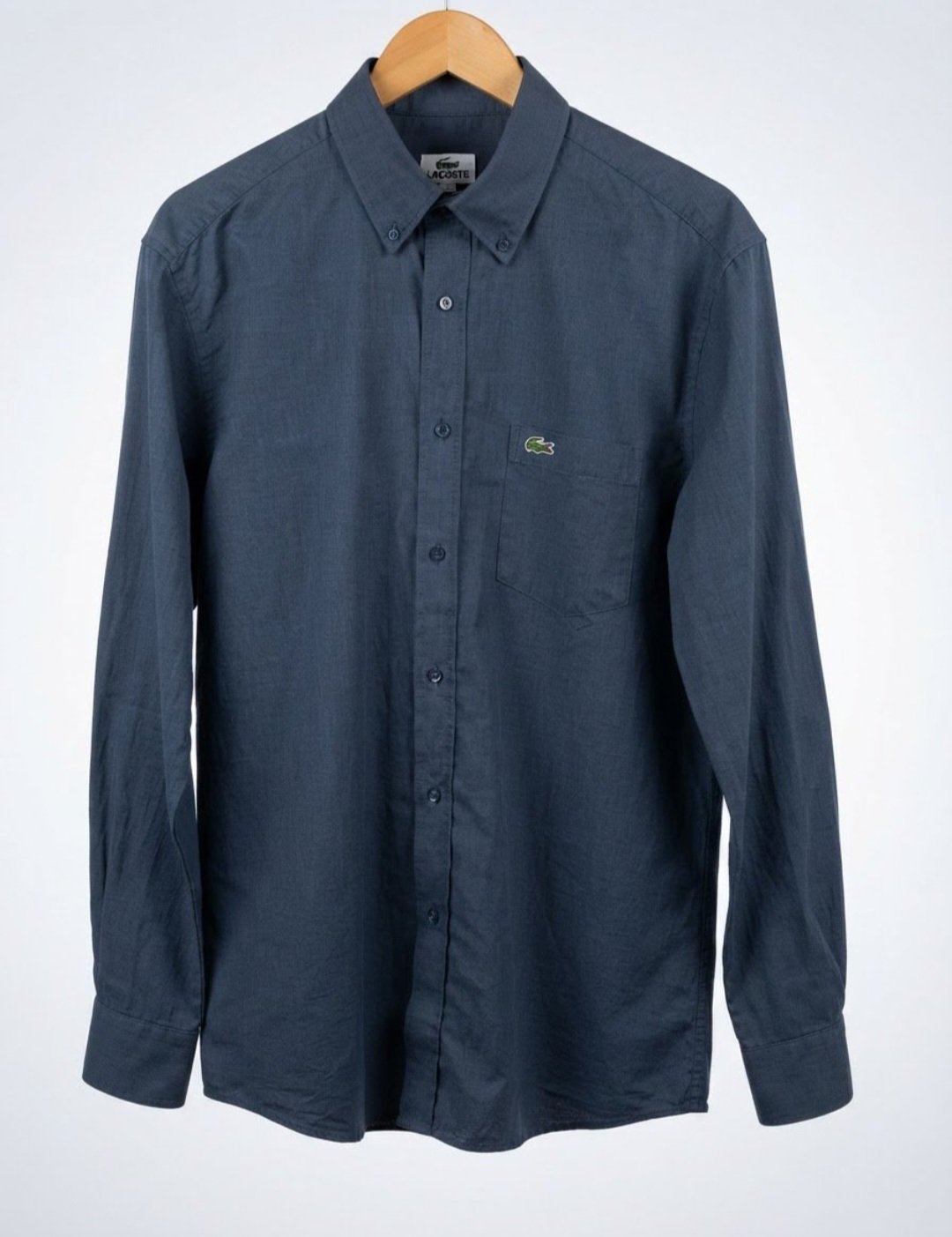 Chemise Lacoste - Regular Fit, Gris Anthracite, 100 % Coton, Col Boutonné, Taille 42