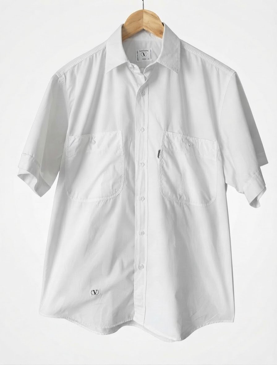 Chemise Vintage Valintino Blanche - Manches Courtes  - Taille 40/M (Convient aussi Bien pour L) - 100% Coton - Made In Italy 