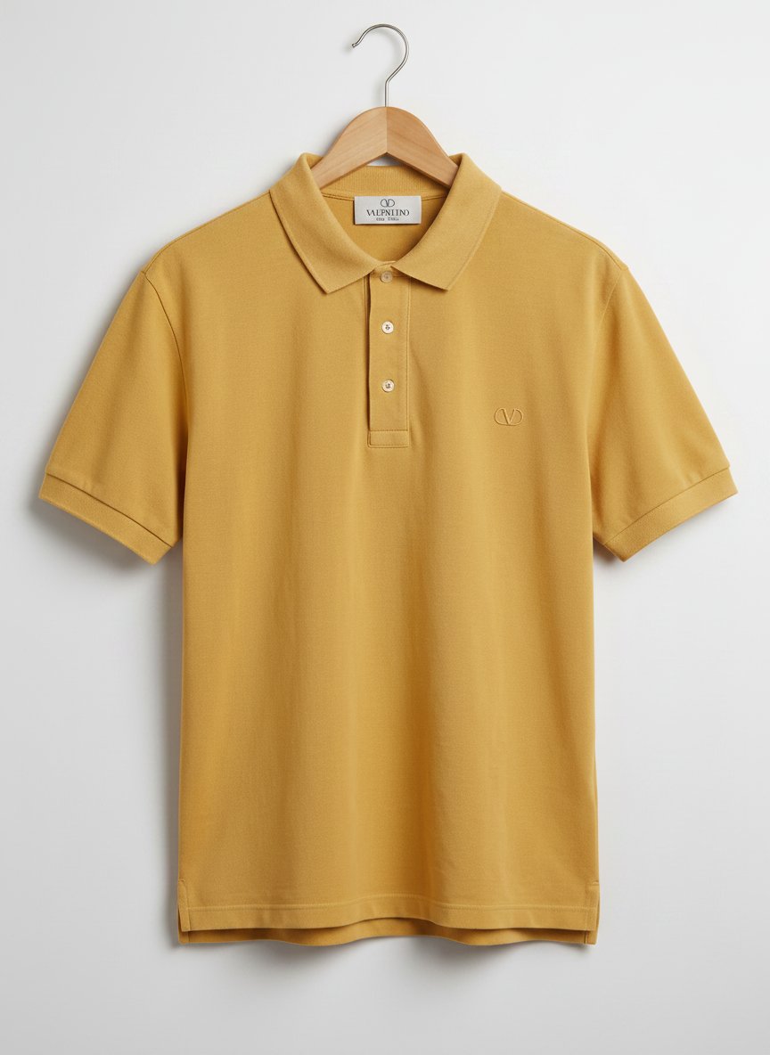 Polo Valintino Studios - Couleur Jaune Moutarde / Ocre Jaune - Taille 5 (L) - 100% Coton - Fabriqué en Italy 