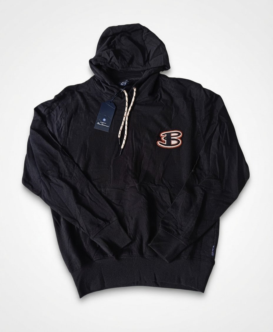 Sweat à Capuche Ben Shermen -  Noir - Neuf Avec Étiquette - Logo Brodé - 100% Coton -   Taille M.