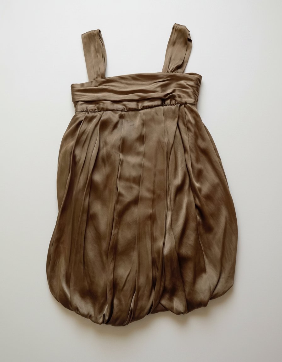 Mini Robe boule en Soie - Mauro Grifoni - Bronze / Taupe - Taille 42 Italienne (38 Fr) présence des taches presque invesible( Robe nettoyé au pressing)