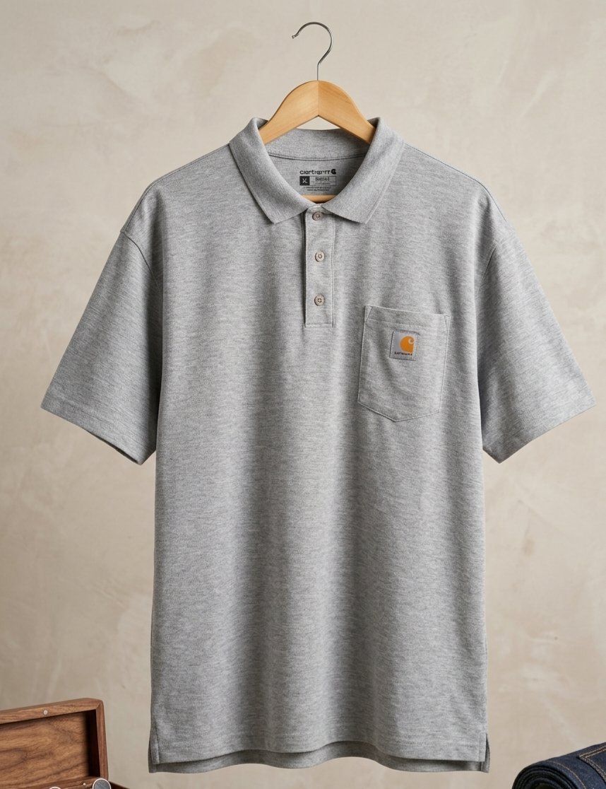 Polo Carhartt Gris chiné-Coupe Ample (Loose Fit) Taille 3XL - Éxellent État comme neuve 