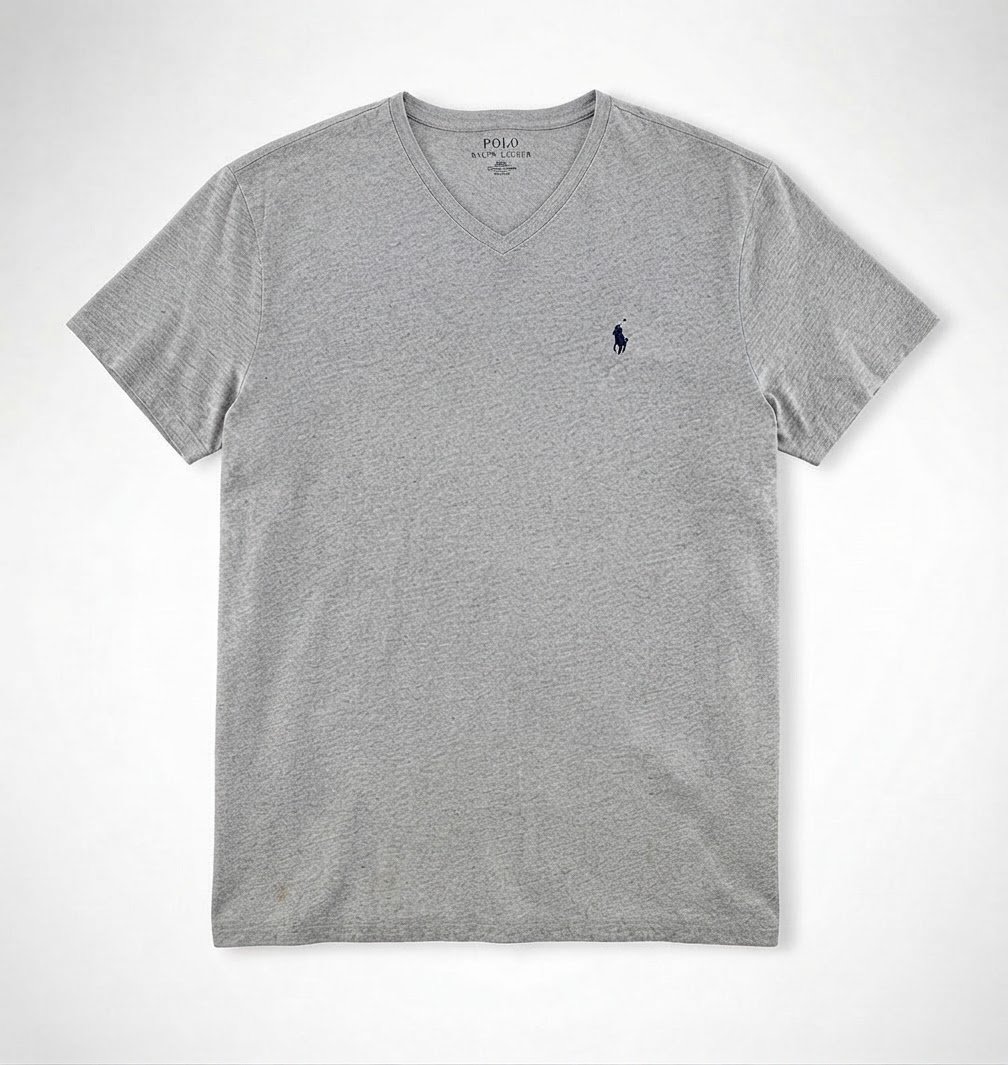 T-shirt Polo Ralph Lauren Col V -Gris Chiné - Taille XL -  