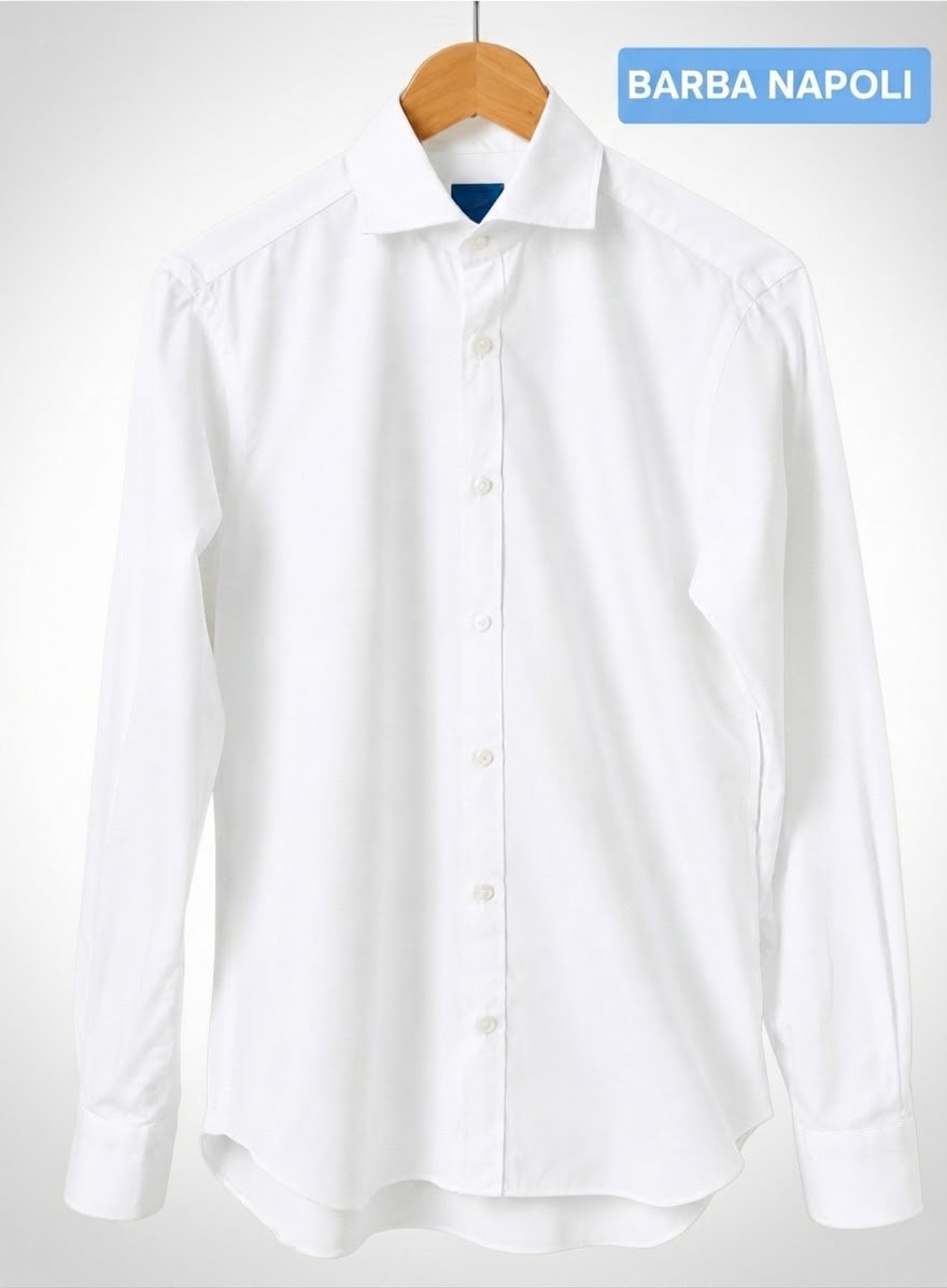 Magnifique Chemise Barba Napoli  - Ligne "Dandylife" ( Décontracté Chic) - Blanche  - Taille 39 15 1/2 Slim Fit - Fabriquée En Italie - Éxellent État 