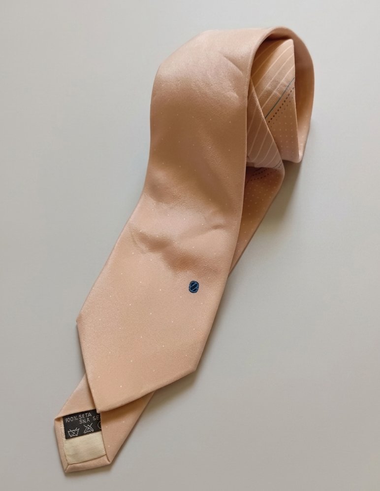  Ermenegildo Zegna - Cravate de Luxe - 100% Soie - Made In Italy - pêche/saumon clair Moucheté 