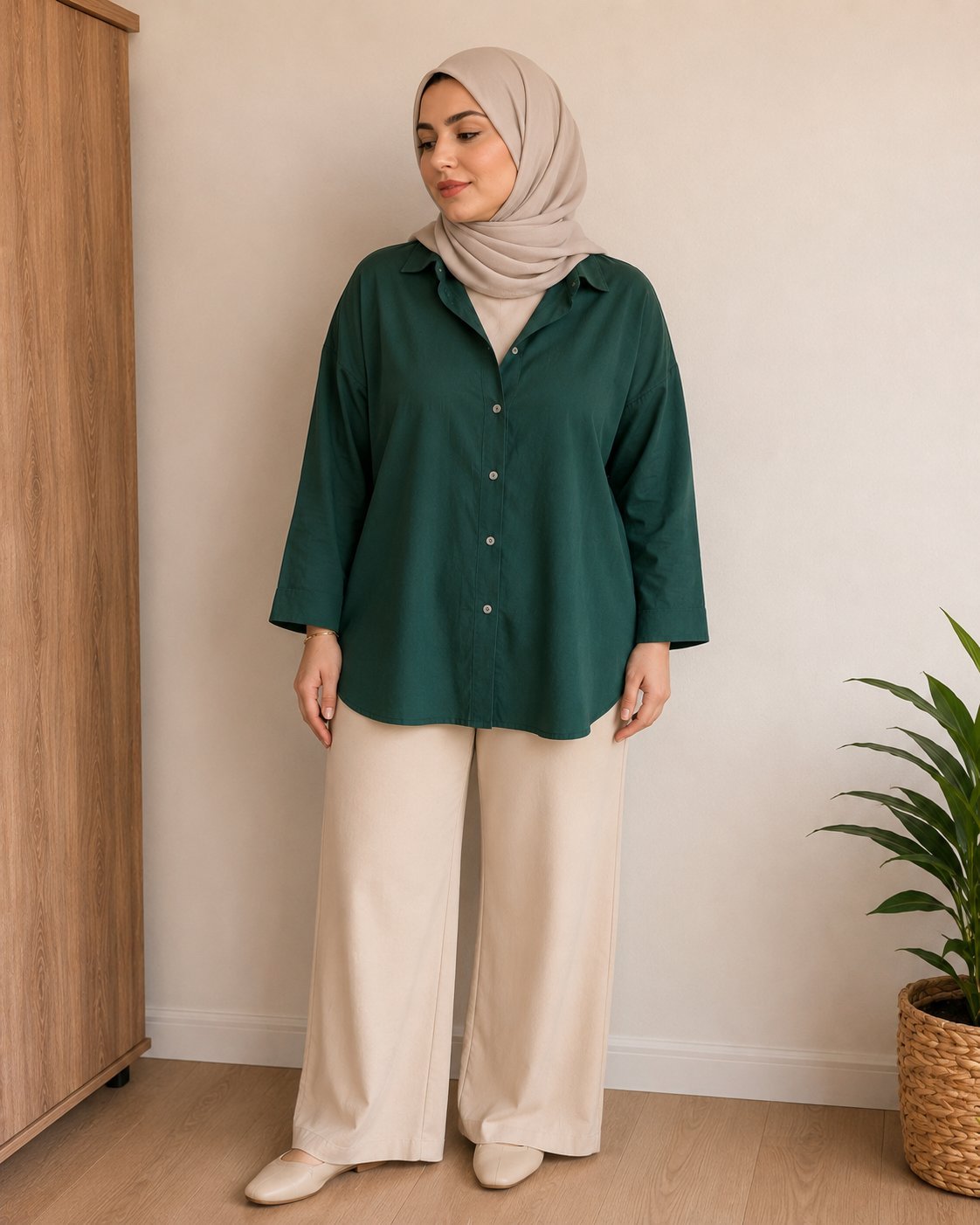 Chemise vert femme voilé 