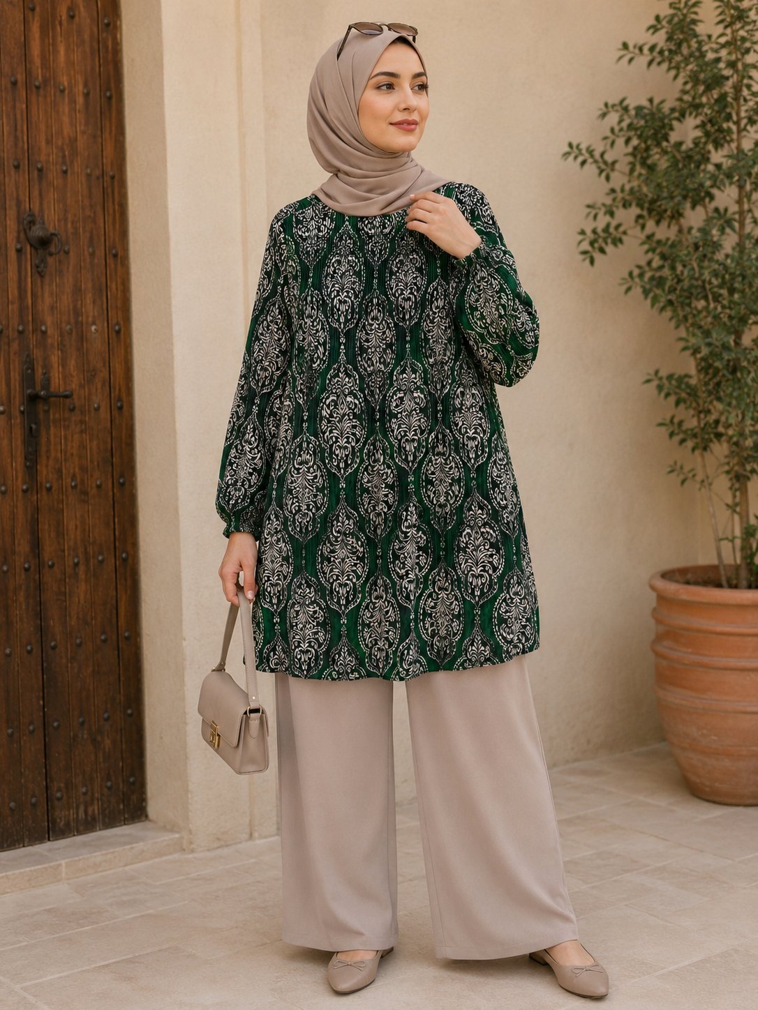 Chemise vert femme voilé