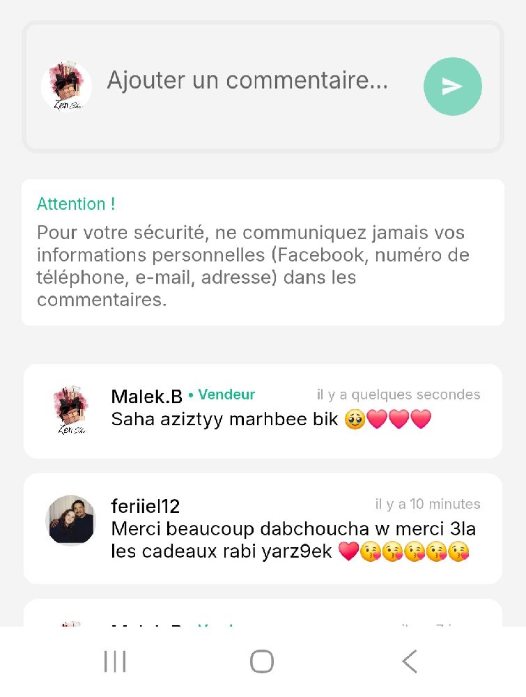 Avis chère cliente ❤️❤️