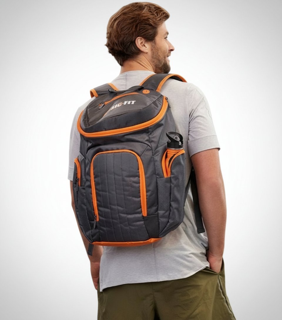 Sac à dos gris avec orange