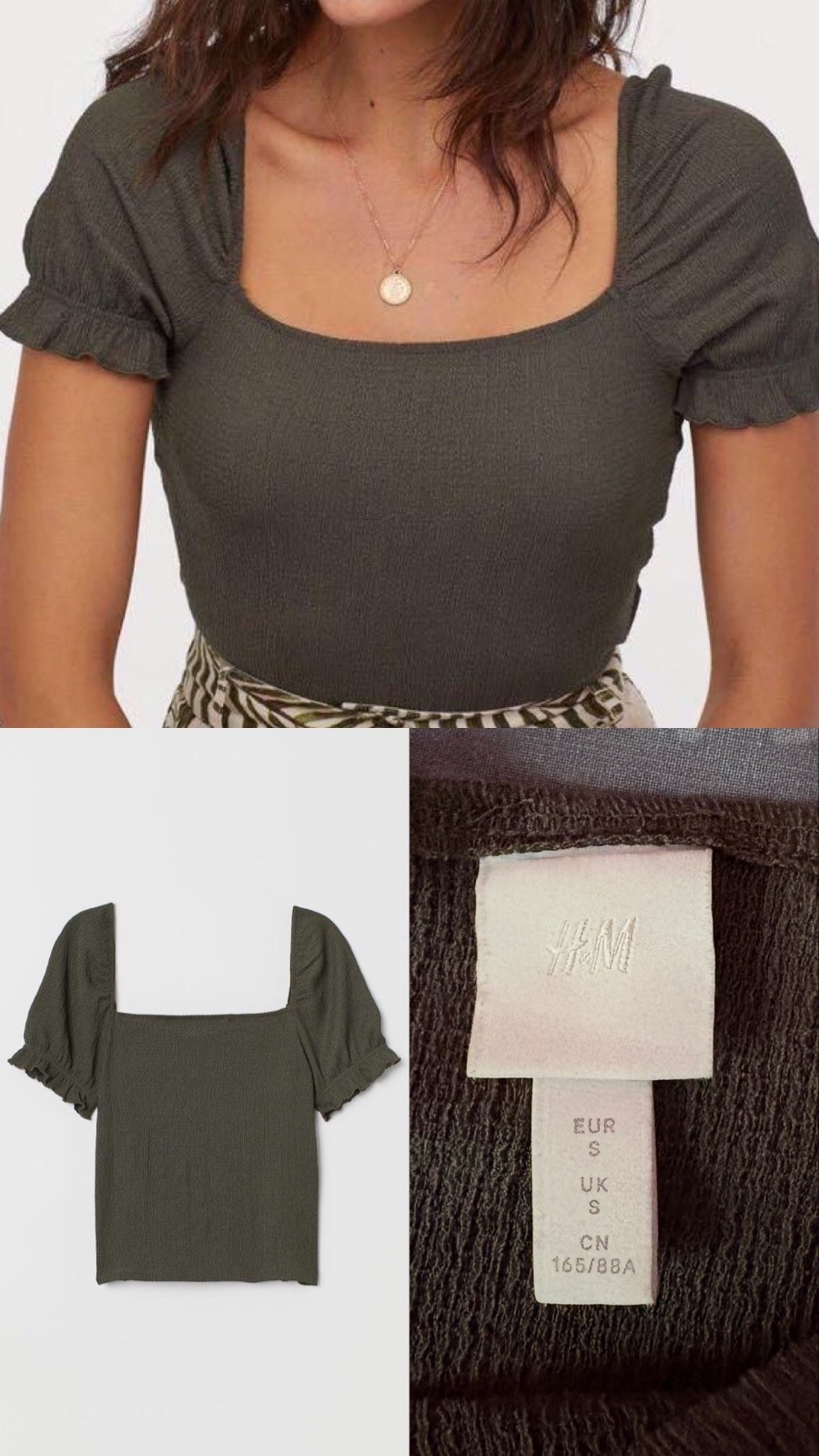 H&M Puff Sleeve Crop Top💚
