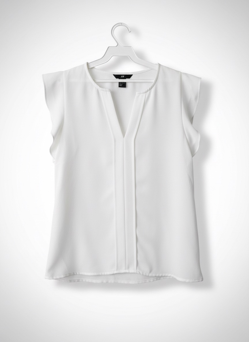 White ruffle sleeve blouse