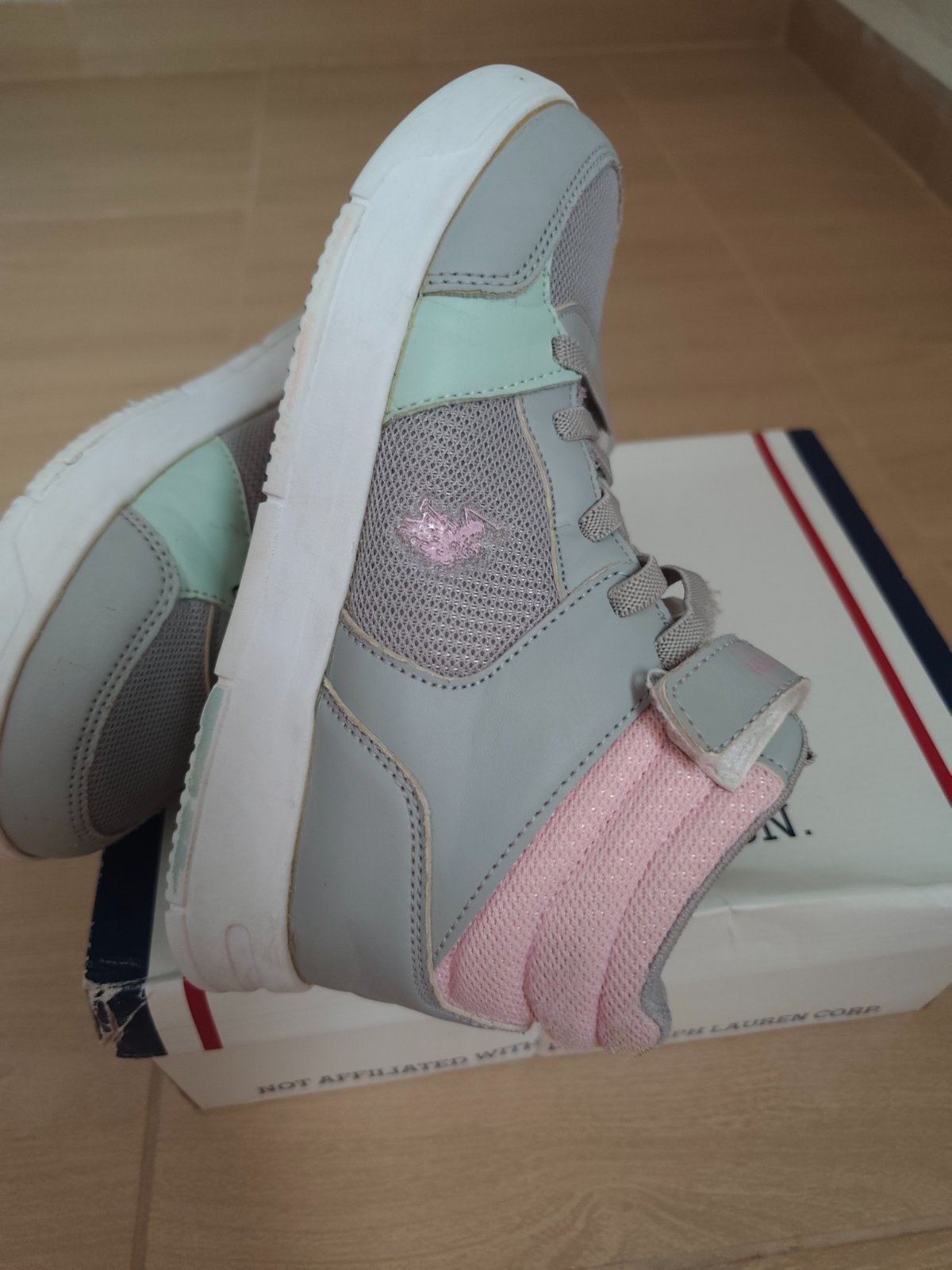 Baskets montantes pour enfant U.S. Polo Assn. Dama Jr 3FX (Gris / Rose)