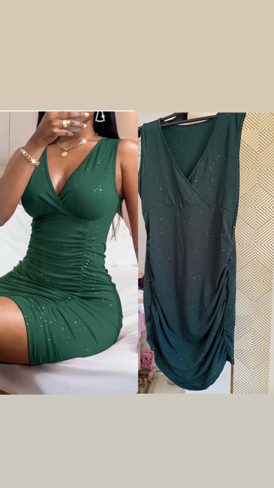 Robe moulante verte pailletée taille XL 💚