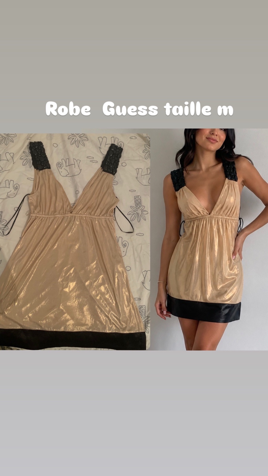 ✨ Robe Guess glamour beige doré ✨ Taille M 