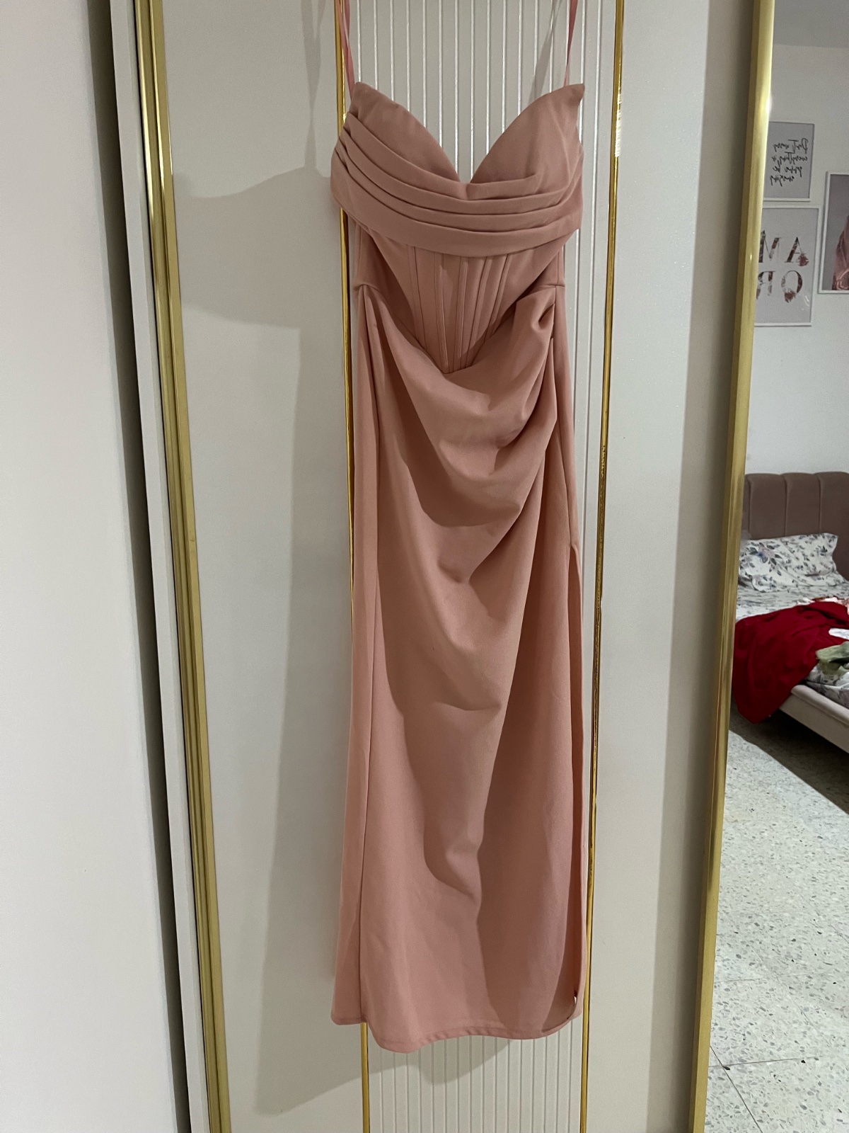 Robe de soirée longue style corset - Rose poudré 🌟