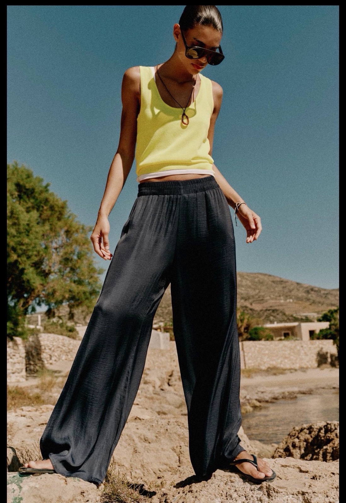 Pantalon fluide large zara 