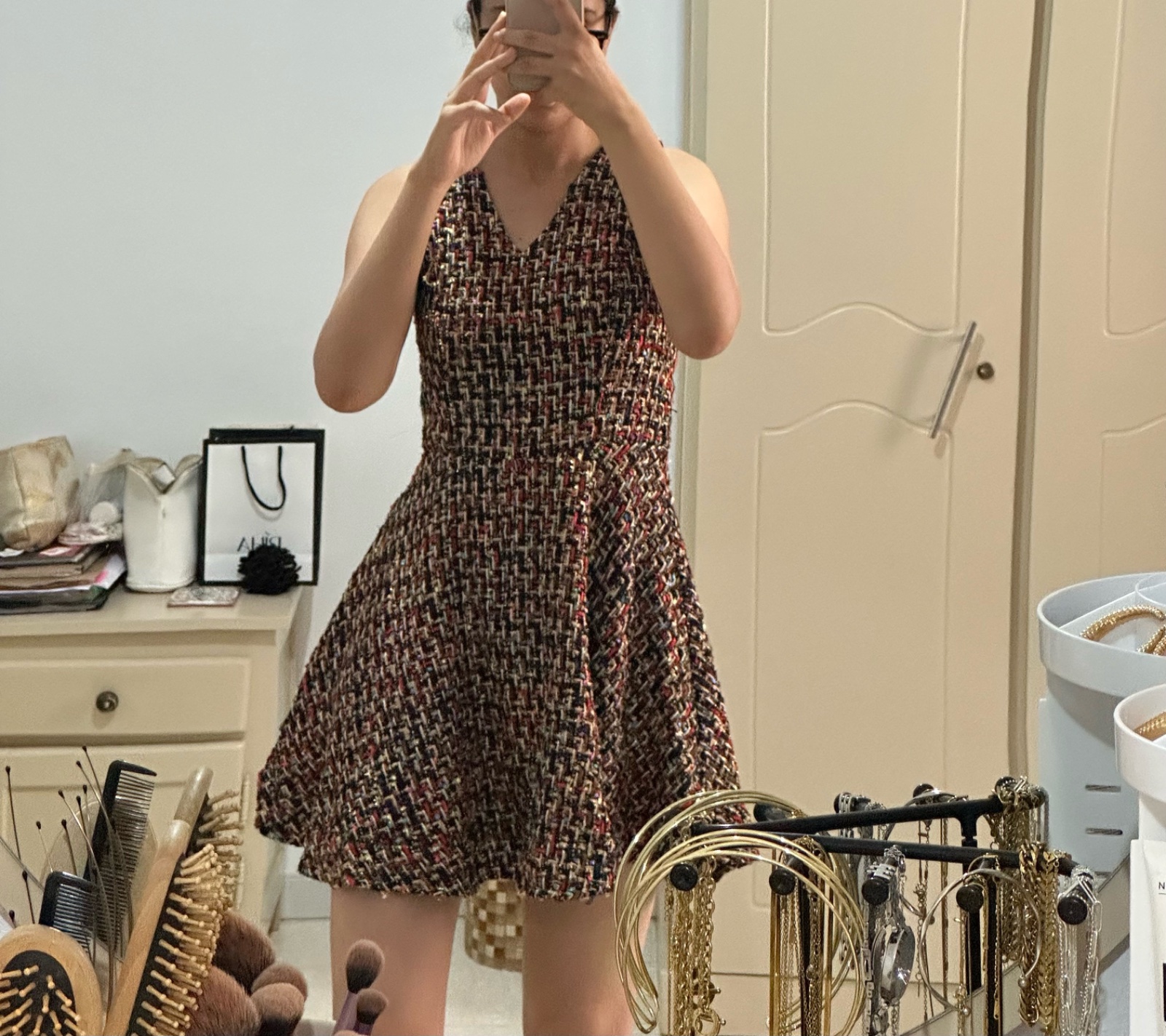 Robe de soirée en tweed bouclé 