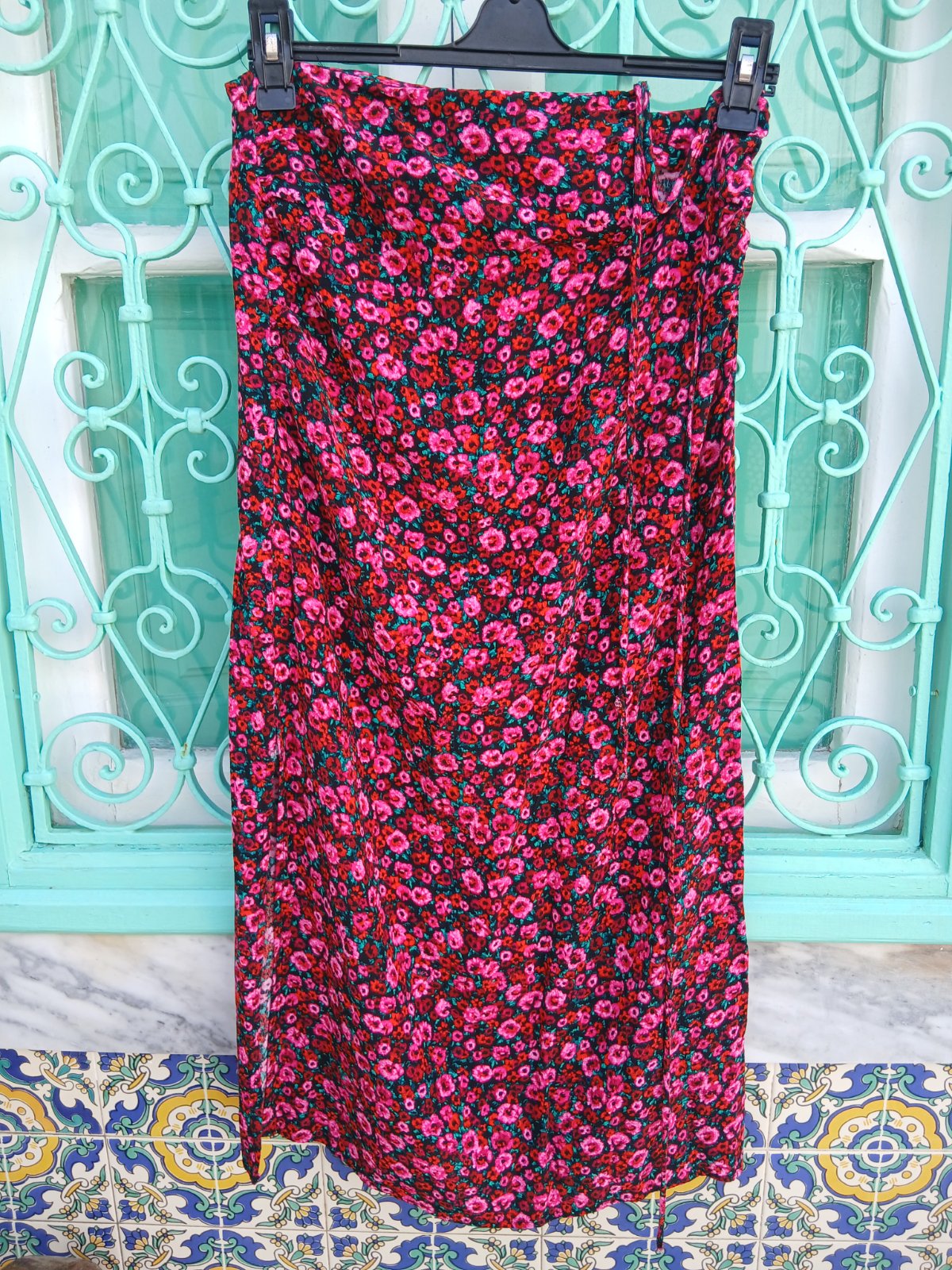 Jupe longue fleurie fendue Stradivarius - Taille S (EUR 36)