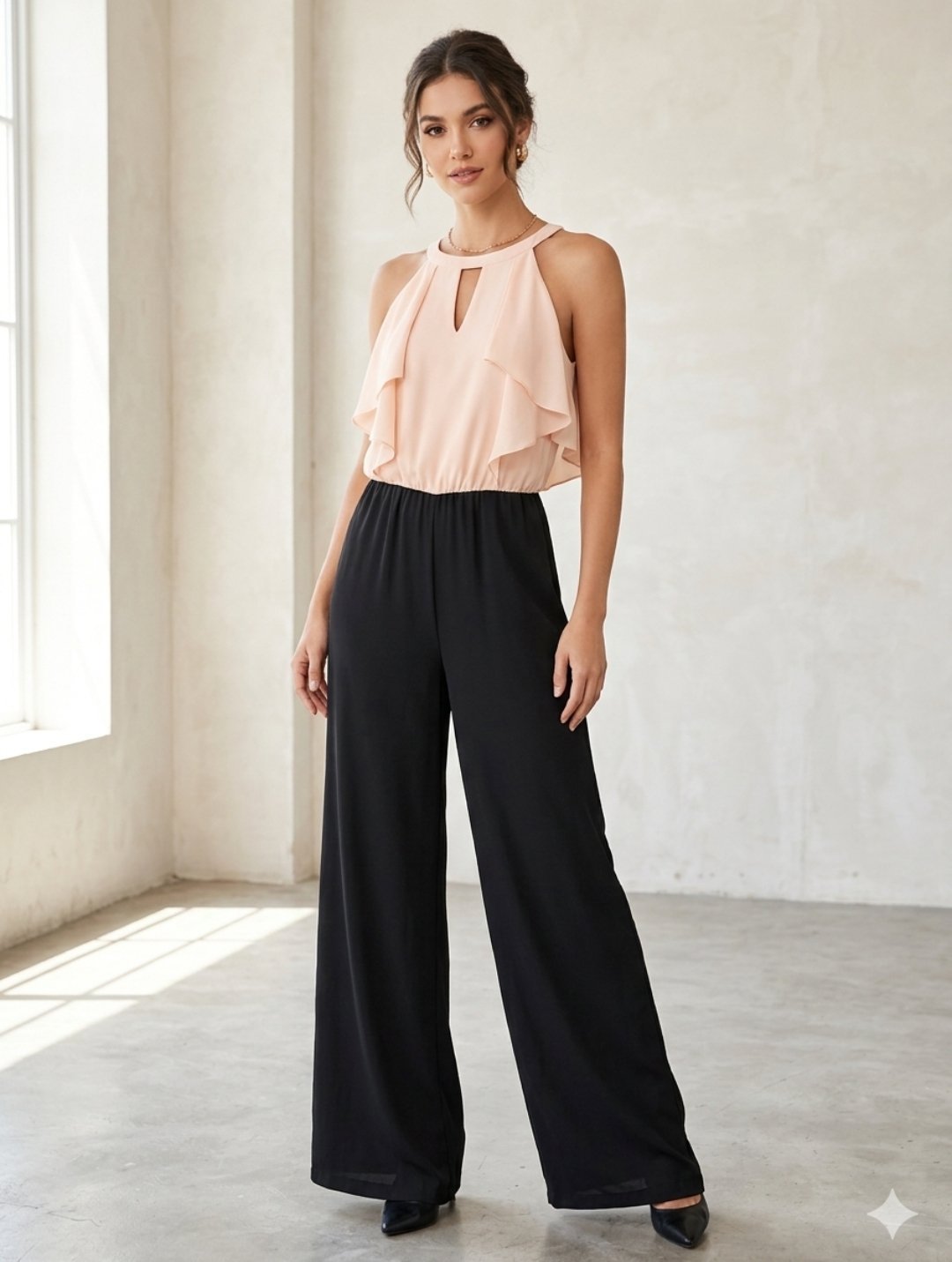 Magnifique combinaison pantalon bicolore: idéale pour une soirée, un mariage ou un événement chic.