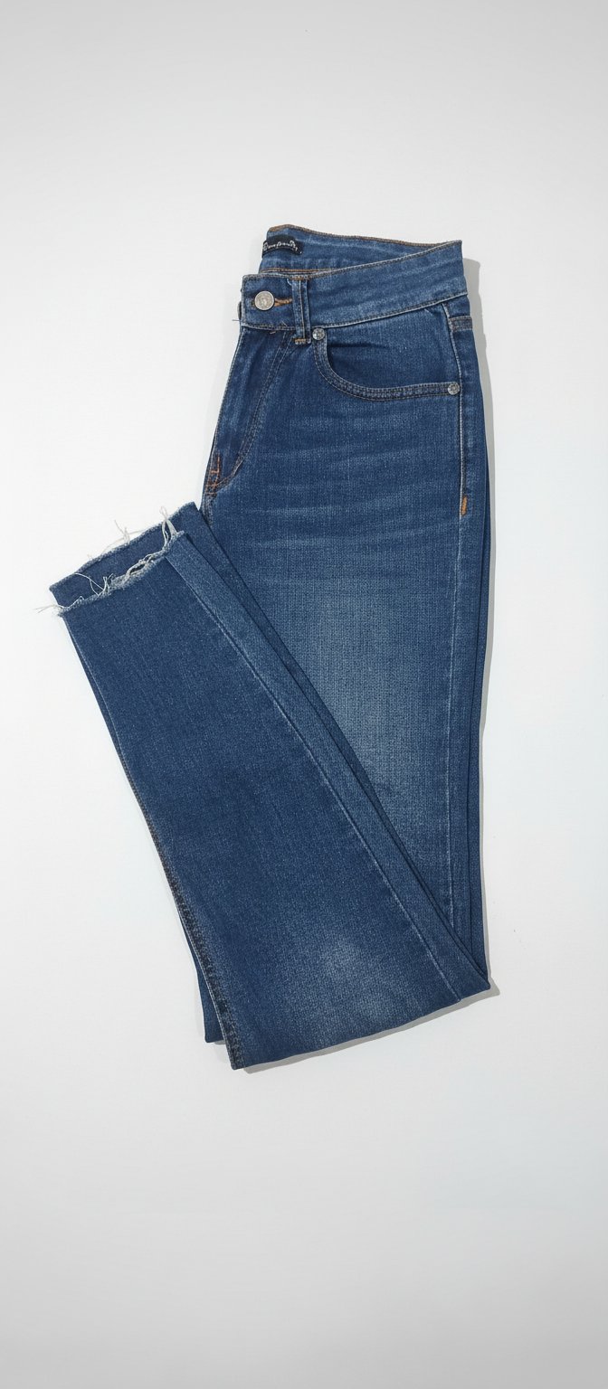 Jean slim taille haute bleu denim 