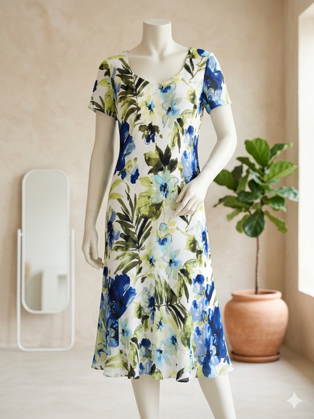 Robe Midi Imprimée à Fleurs