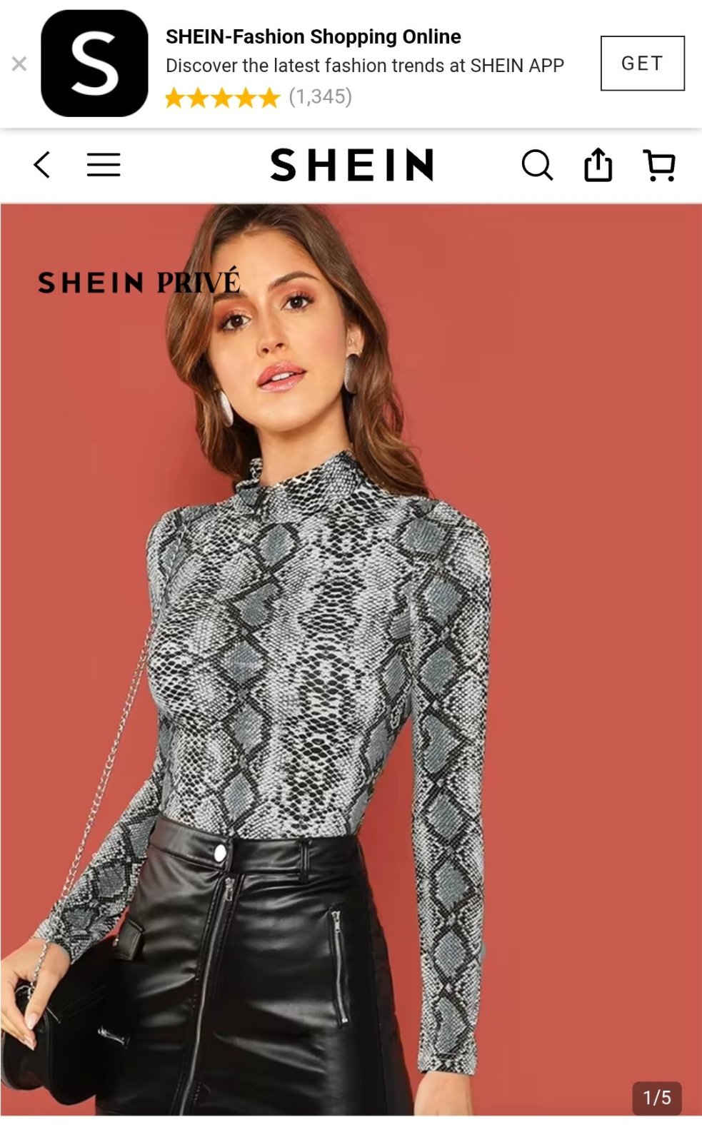 Haut Col Montant Imprimé Serpent (Python) SHEIN