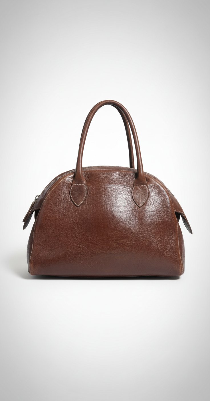Sac à main Vintage en Vrai Cuir italien (Vera Pelle /Made in Italy) (Style Bowling)