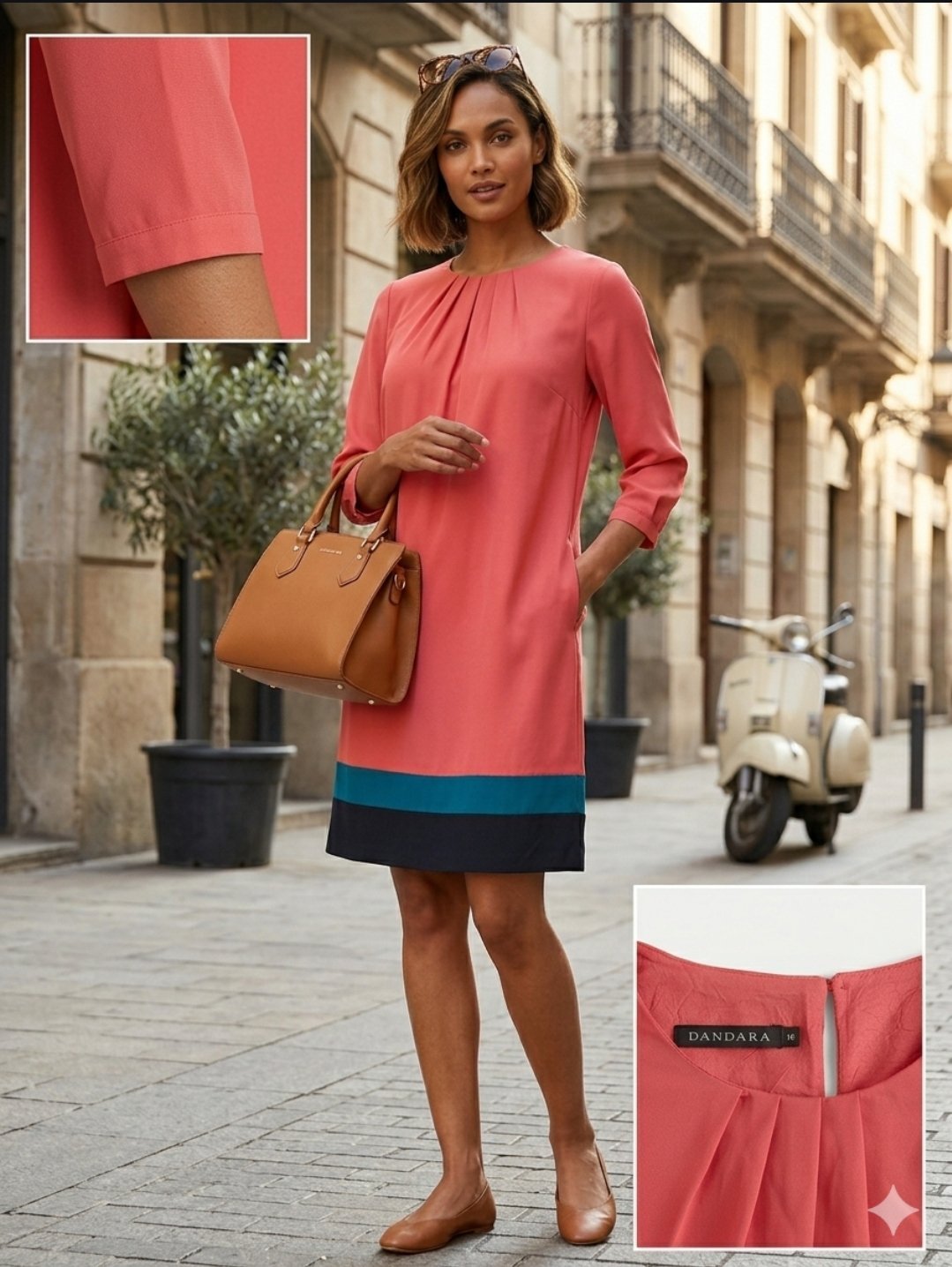 Robe droite Dandara – Style Color-block – Taille S/M/L:Excellent état, portée très peu de fois, aucun défaut. 