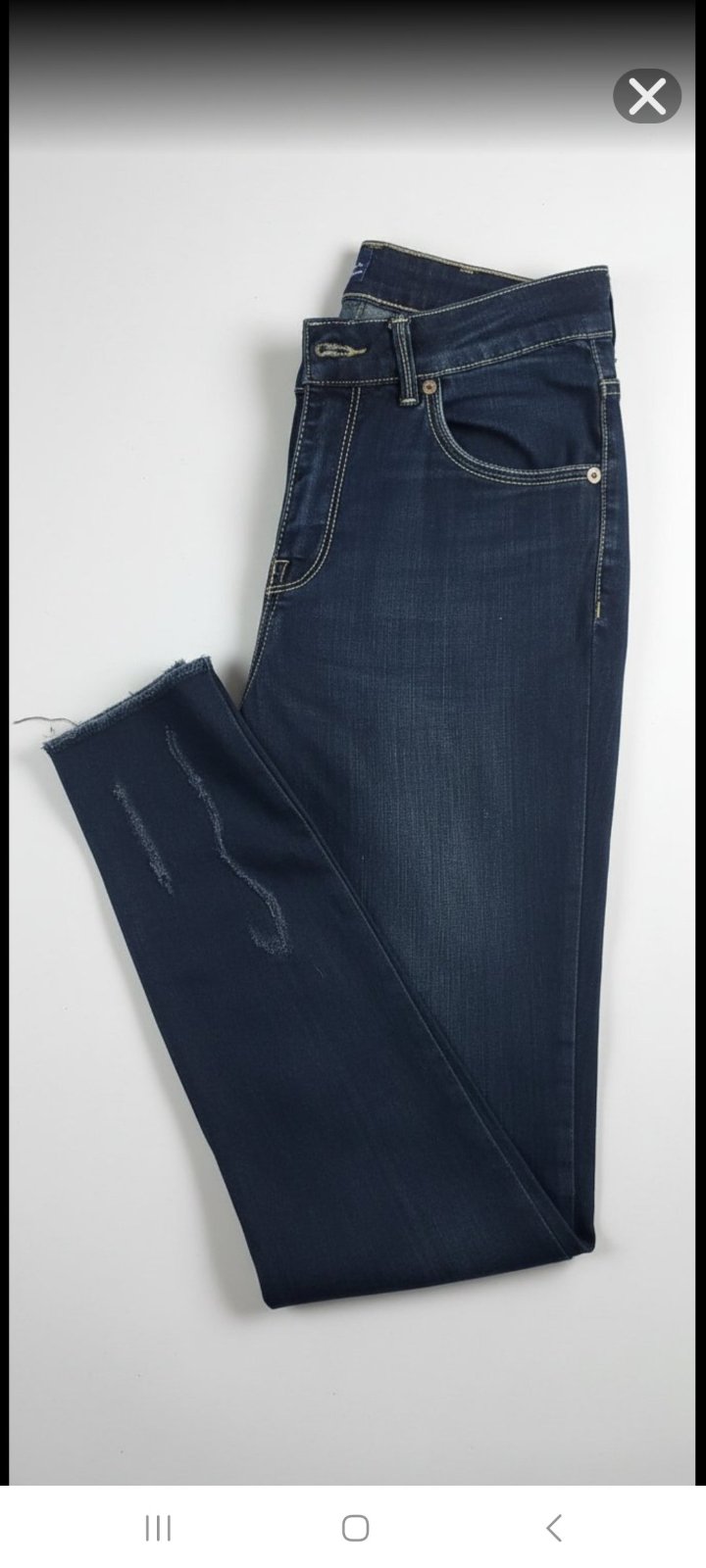 Jean slim bleu nuit à surpiqûres blanches contrastantes - Occident Denim