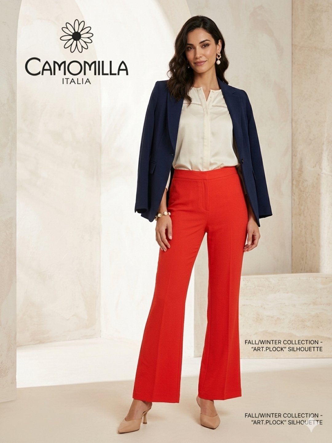 Pantalon large Camomilla Italia mise sur une coupe fluide élégante et une couleur corail lumineuse.