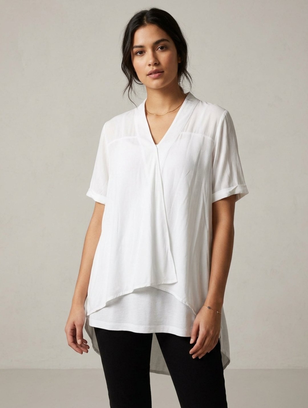 Haut fluide blanc Street One (Style Cache-Cœur) – Taille 38/40