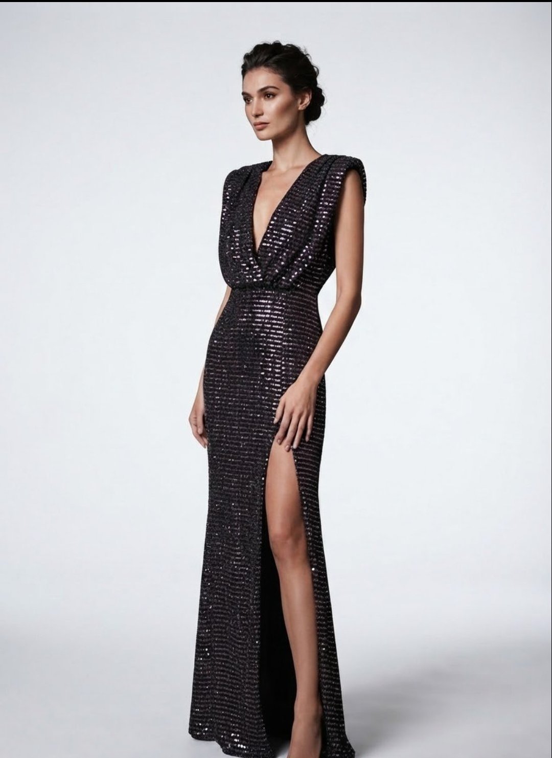 Robe de soirée longue à sequins scintillants