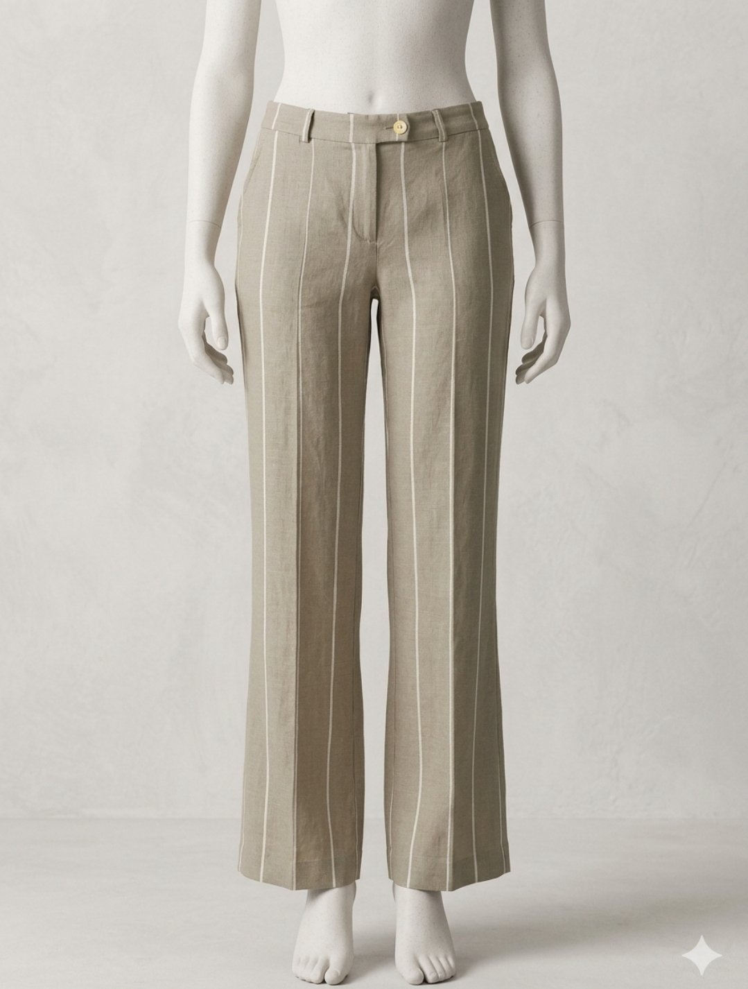 Pantalon léger d'été à rayures verticales en lin