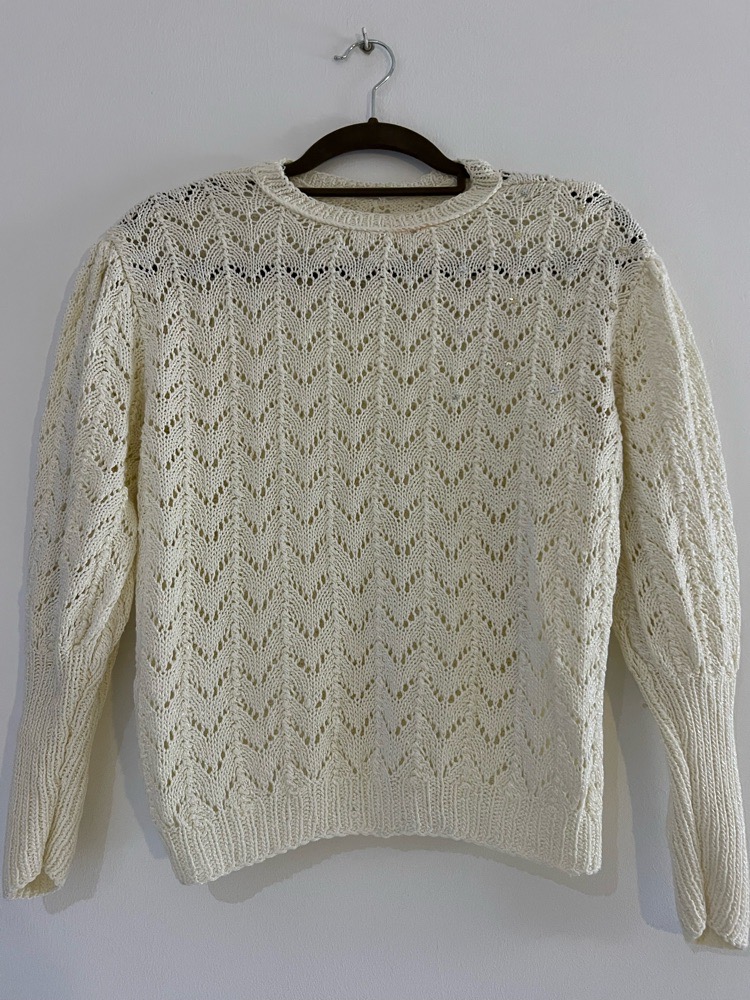 Pull blanc crochet 