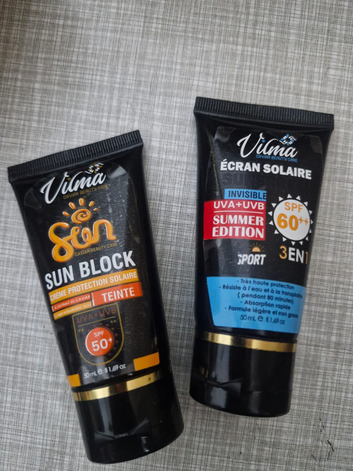 Lot ecran solaire invisible et tinté 