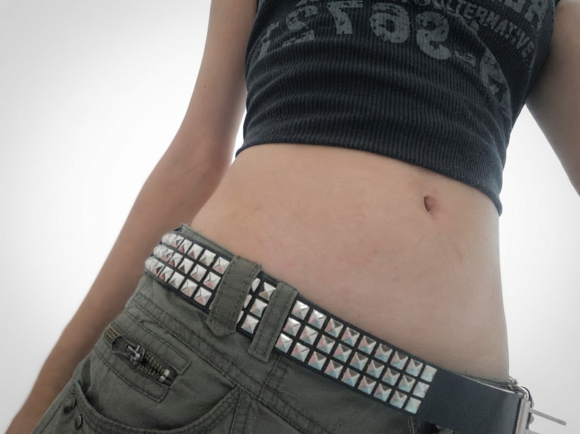 Black belt with metal irons 