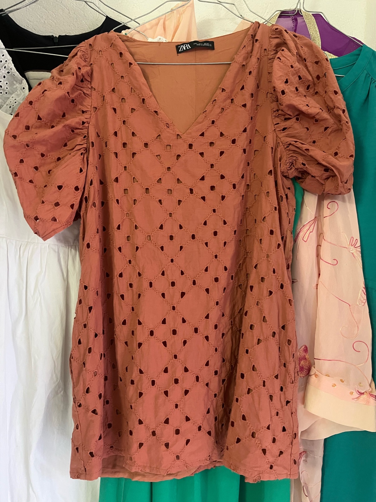 ZARA broderie anglais Pink Dress Size
