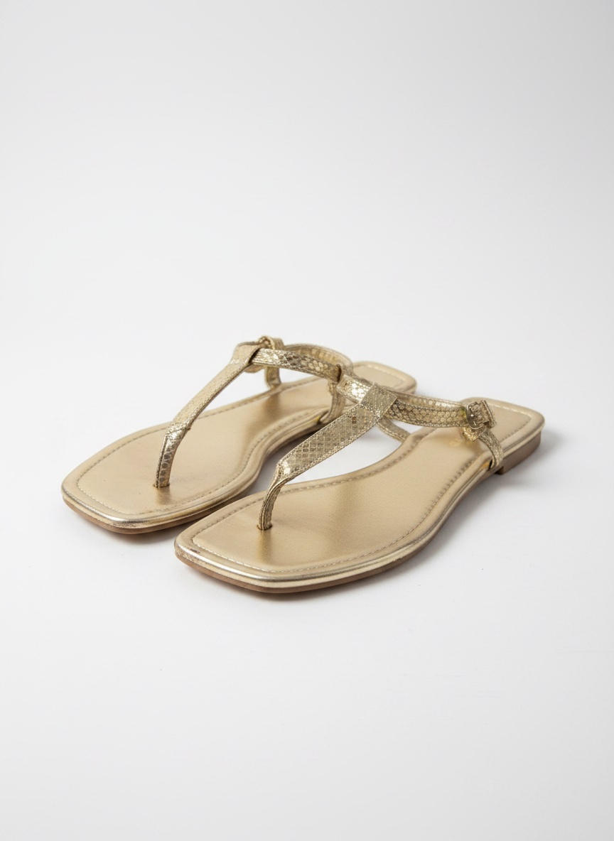 METALLIC EFFECT LEATHER SANDALS