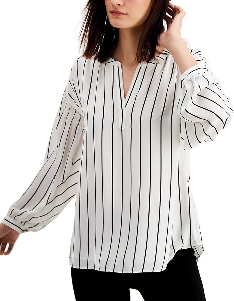 Womens Striped Smocked Blouse
