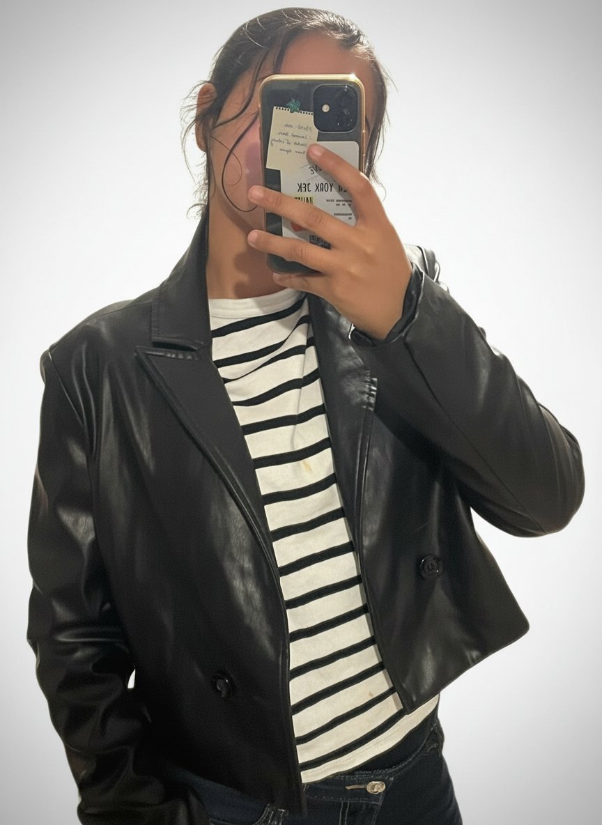 Une veste cuir courte 
