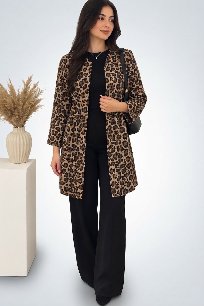 Veste longue léopard