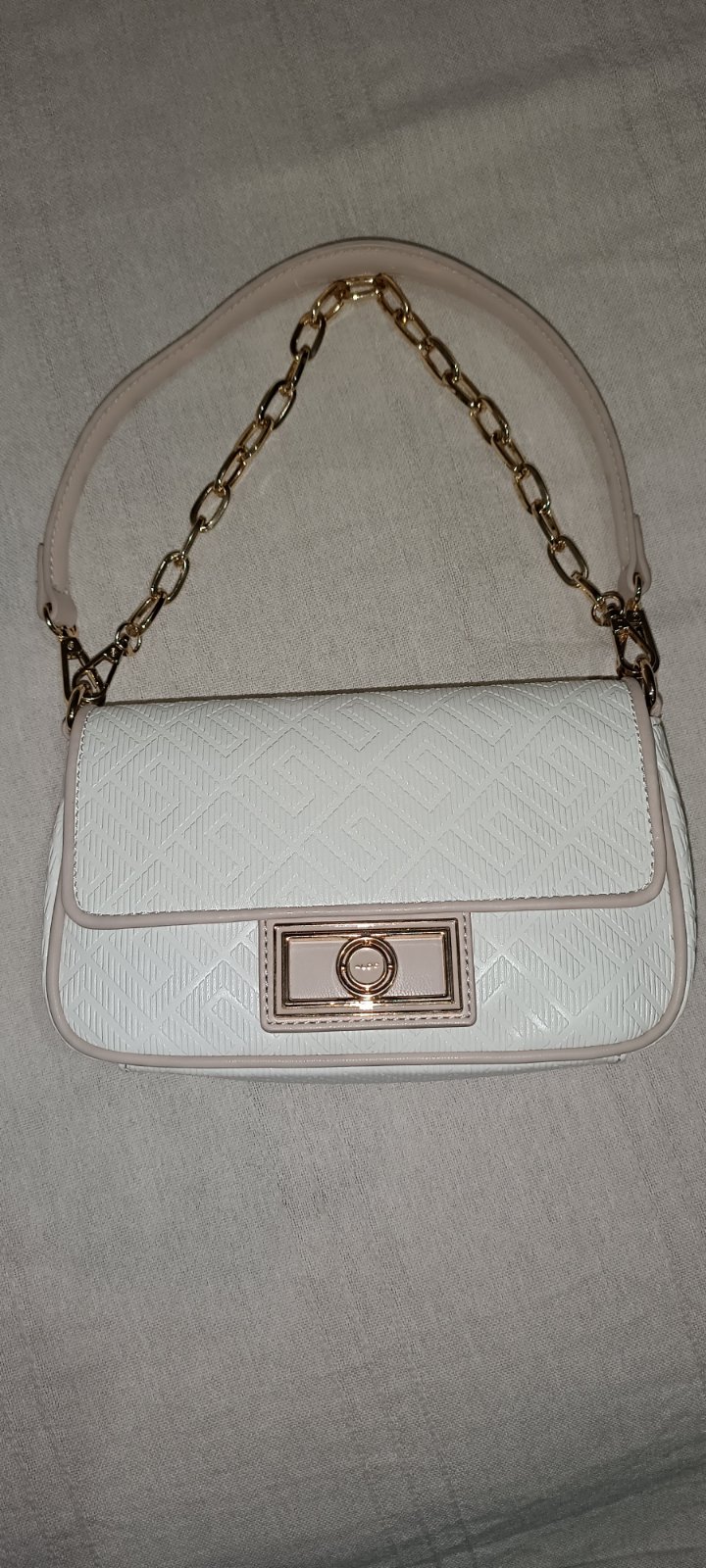 ✨ Sac Baguette ALDO Blanc Géo – Boucle Dorée O – Neuf avec Bandoulière ! ✨