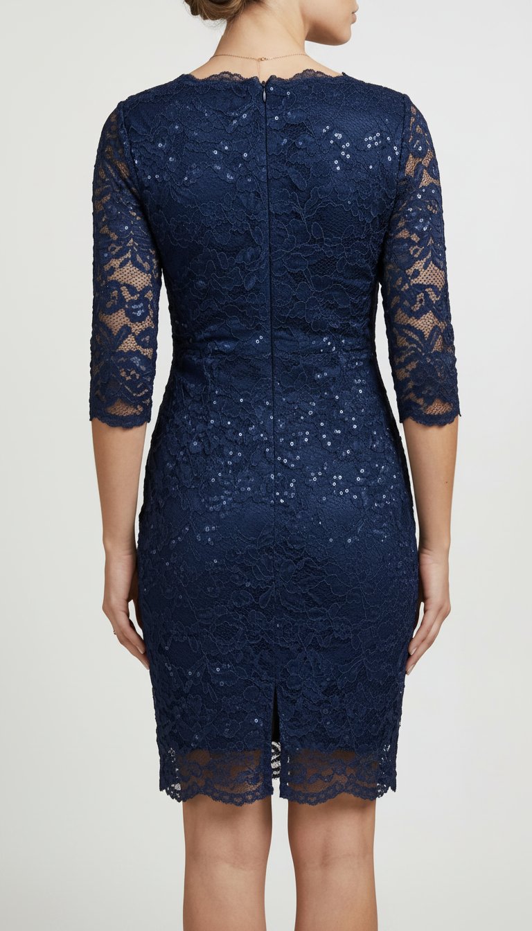 💙 Robe de Cocktail en Dentelle Bleue
