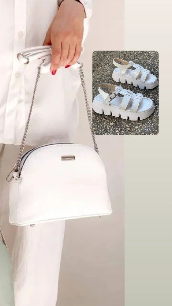 Lot sac et sandales blanc 