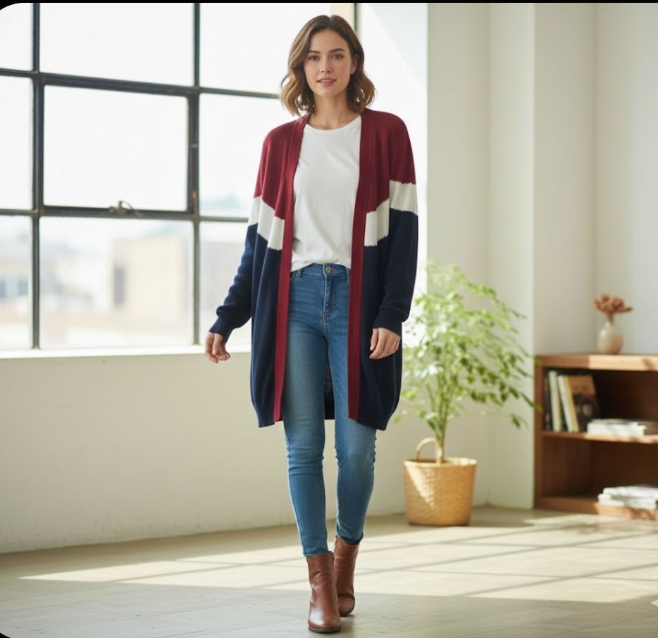 Gilet hiver Bleu et rouge 