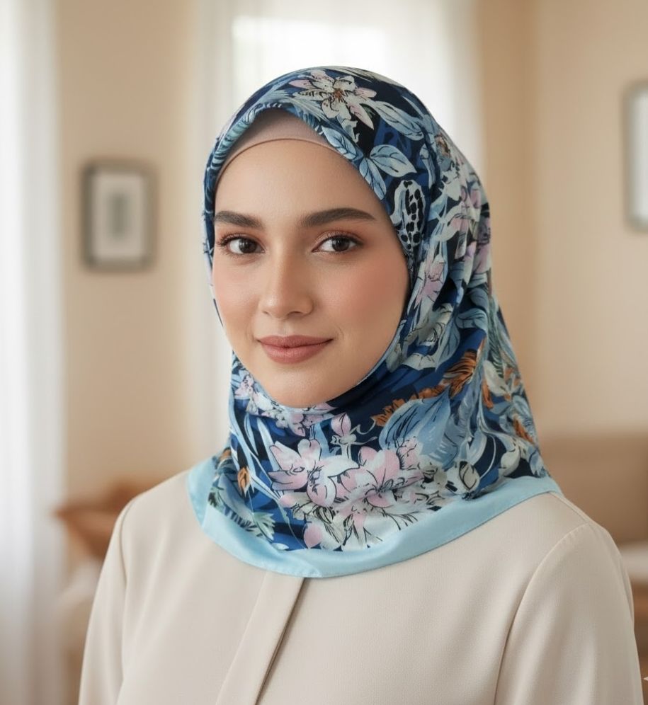 Foulard fleurie bleu 