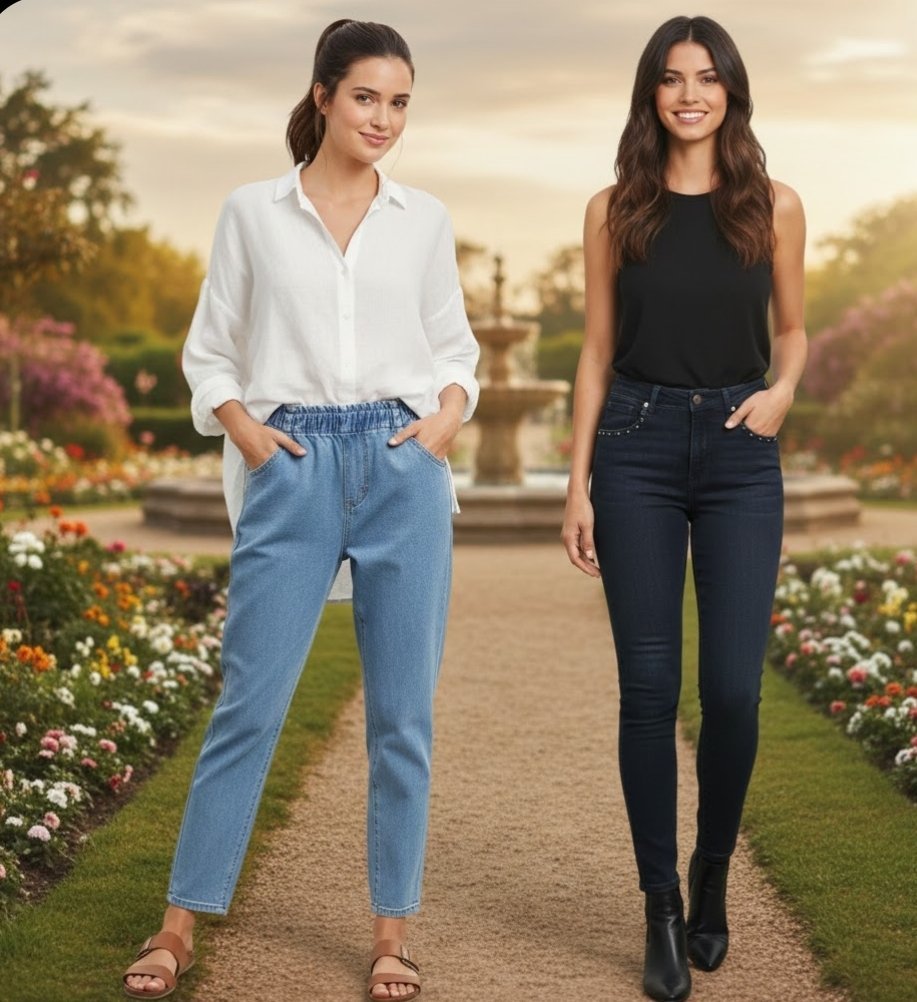 Deux jeans bleu roi et claire 