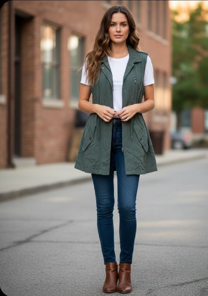 Gilet Jennyfer vert militaire 