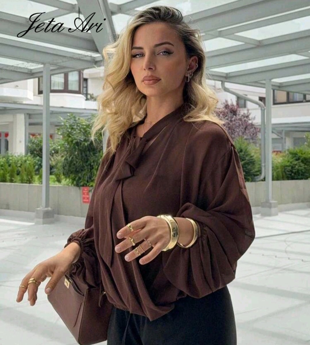 🤎 Chemise shein✨️marron élégante avec nœud