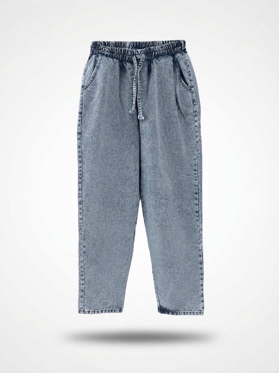 Jean Mom bleu clair à taille 
